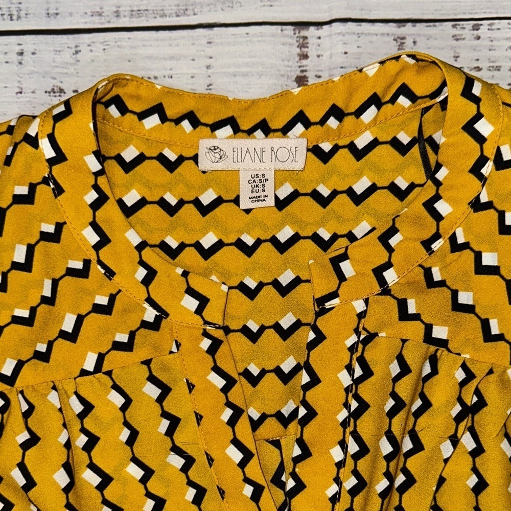 Eliane Rose Mustard Patterned Blouse Sz.‎ S - Picture 2 of 7